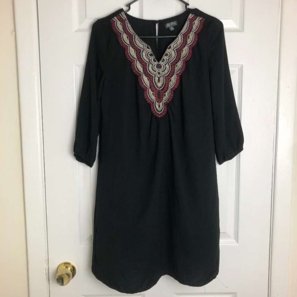 Lily Rose Black Quarter Sleeve Mini Dress Women Size XS